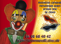 animation carnaval clown grosse tete